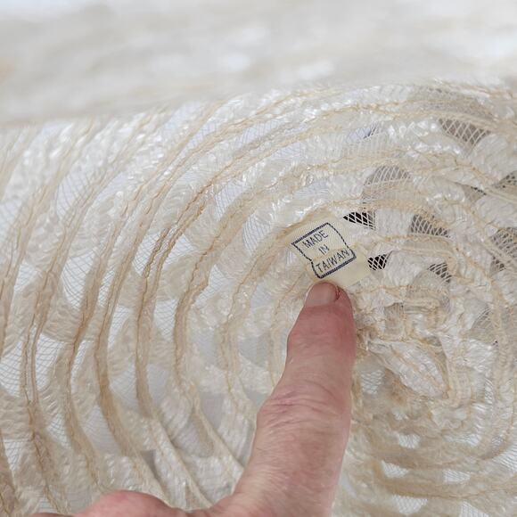 VTG 1970s wide brim sheer Hat crisscross  prairie cottage boho bridesmaid - Picture 10 of 10